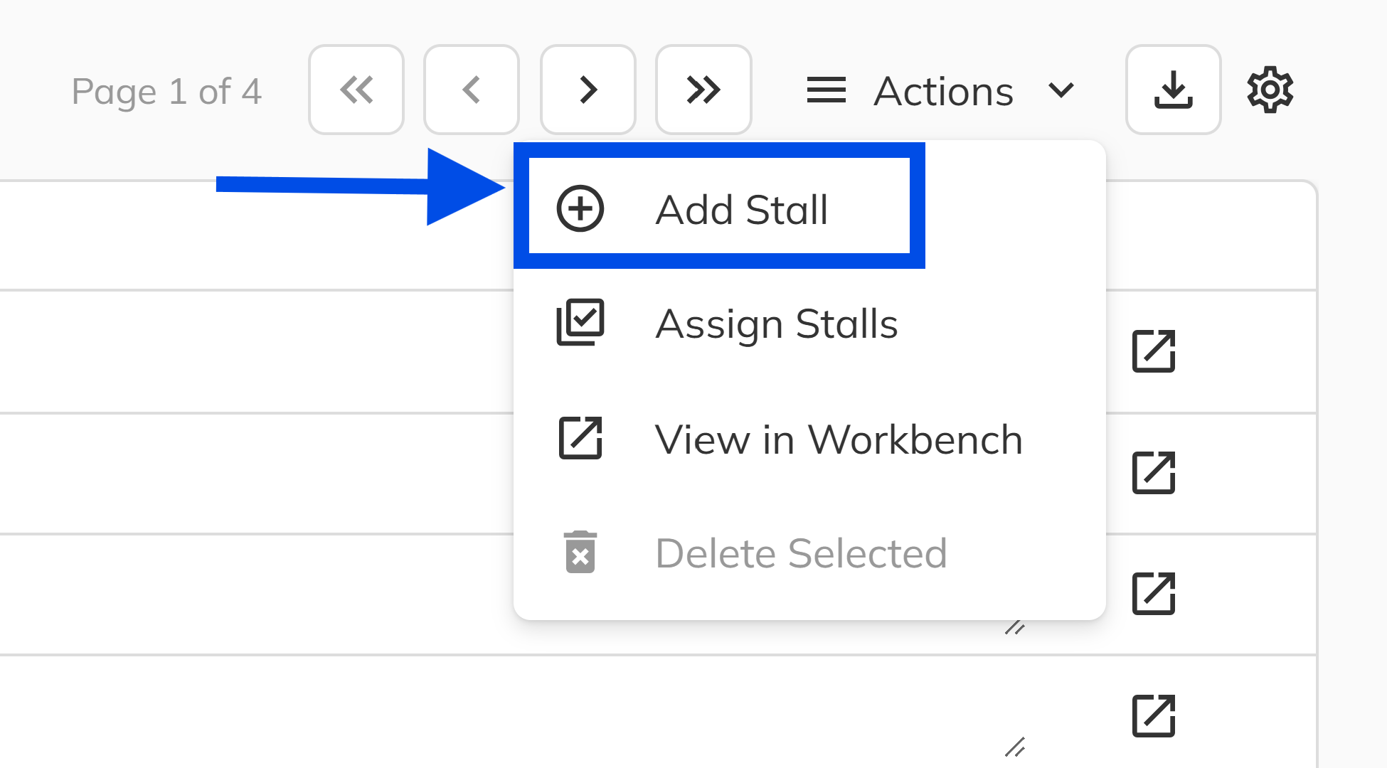 Parking and Storage side menu item and Add Stall dialog with level and stall number fields