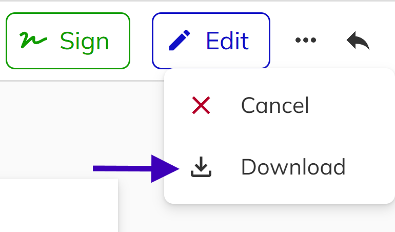 A screenshot showing the Download action