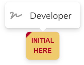 Developer sign action on document