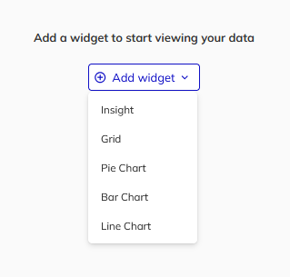 Add widget menu showing the widget types