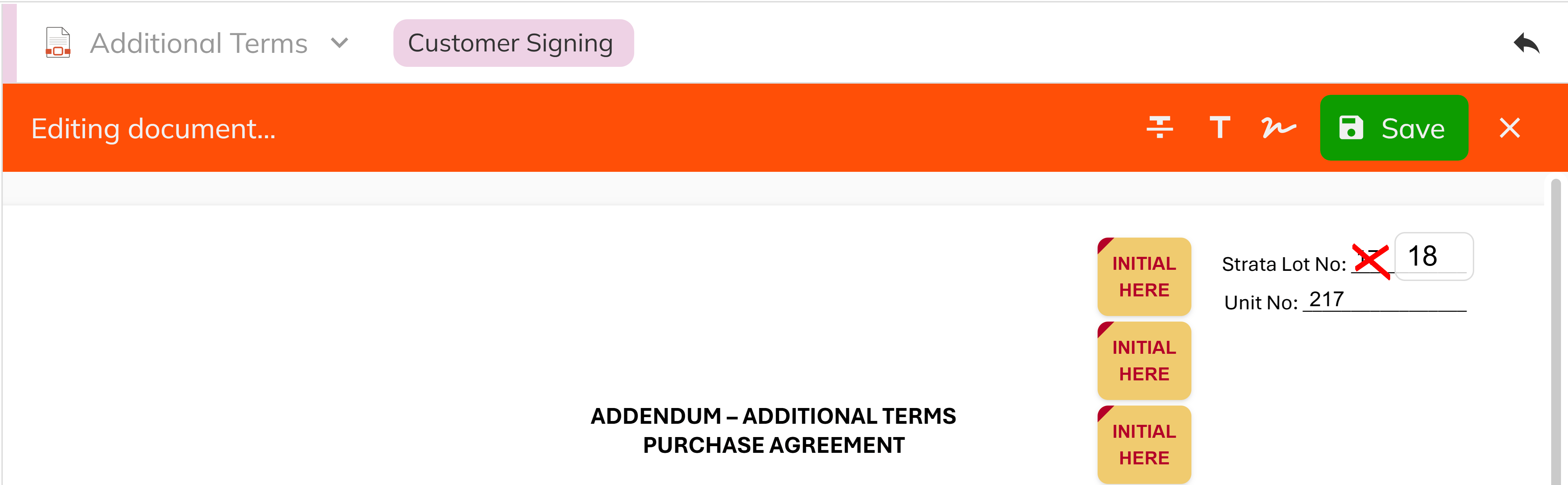 A screenshot showing a document with annotations applied and the Save button visible.