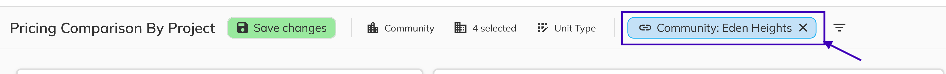 Drill-down breadcrumb beside the report filters