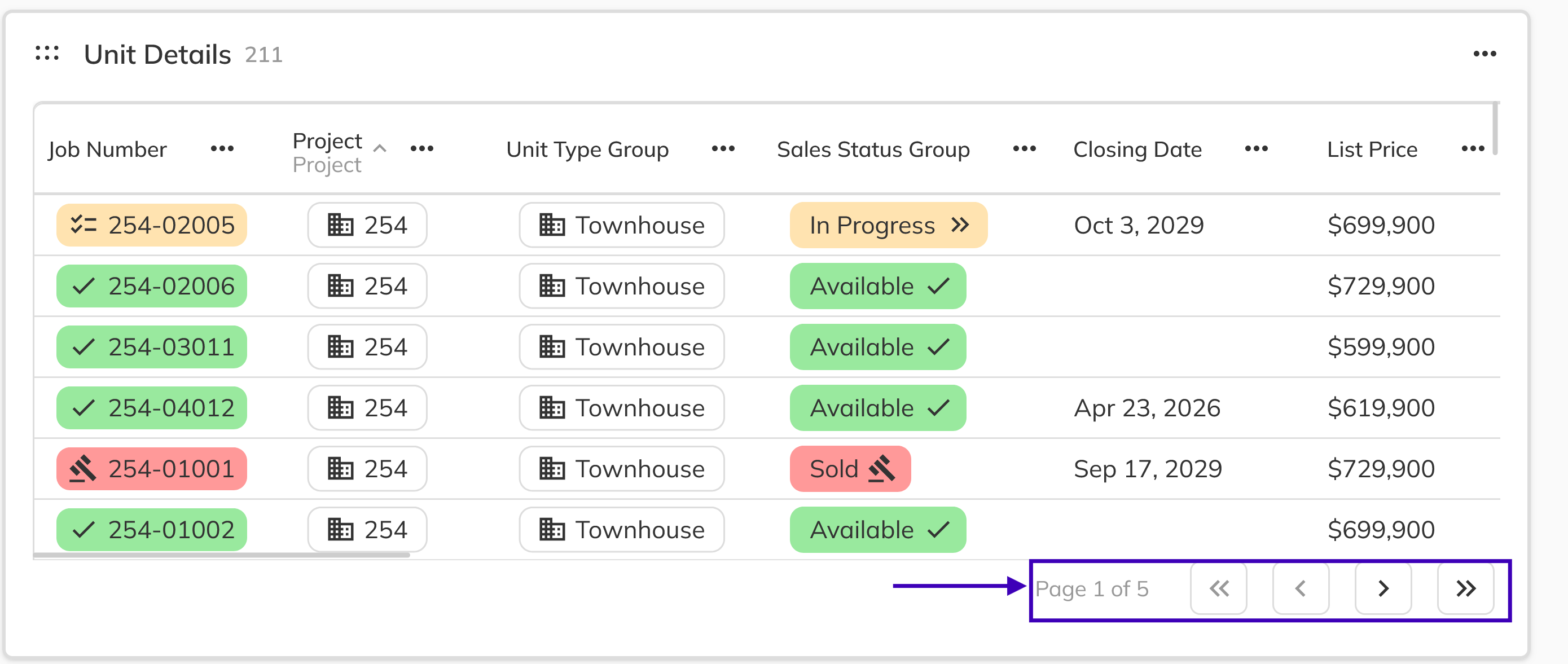 Grid pagination controls