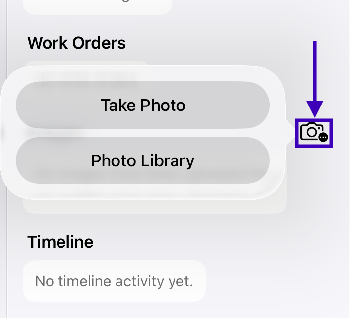 Add Image menu with Take Photo and Photo Library options