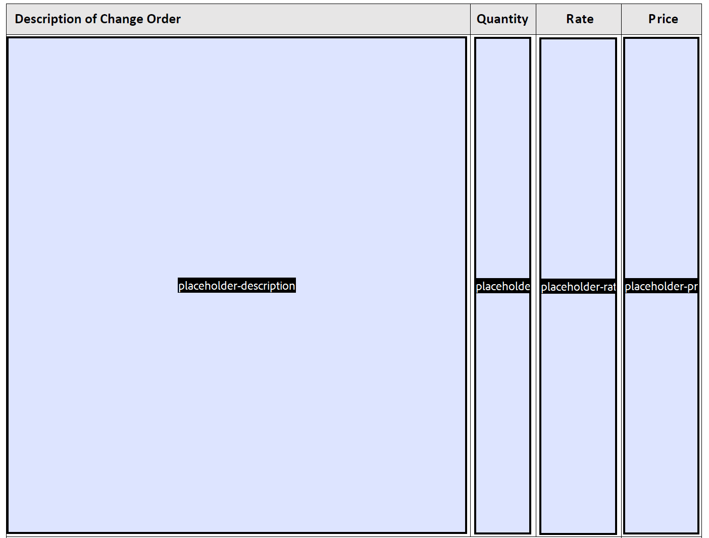 Change Order Template - Before