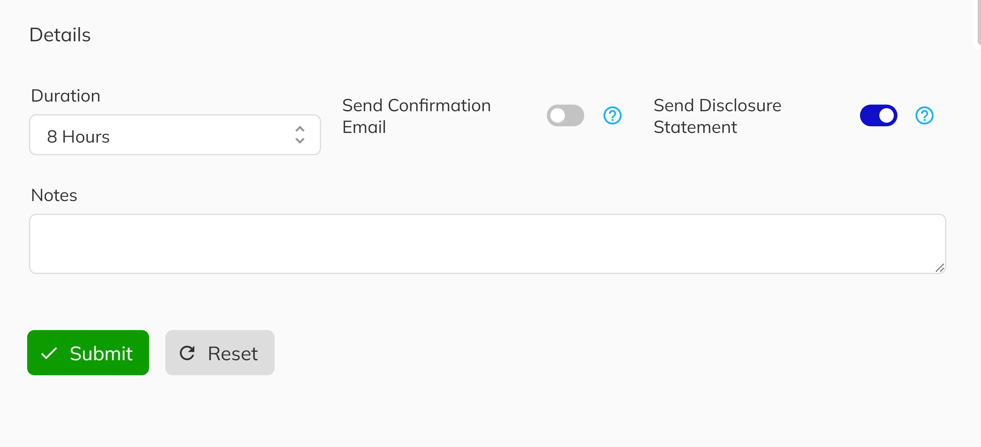 Reservation Duration