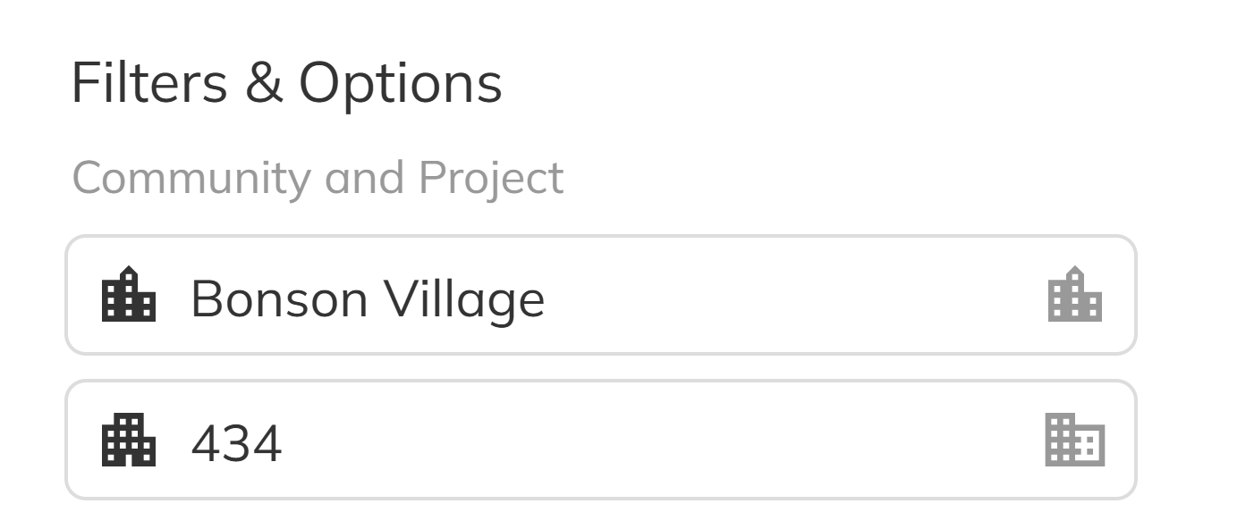 Filters panel showing Community and Project dropdowns