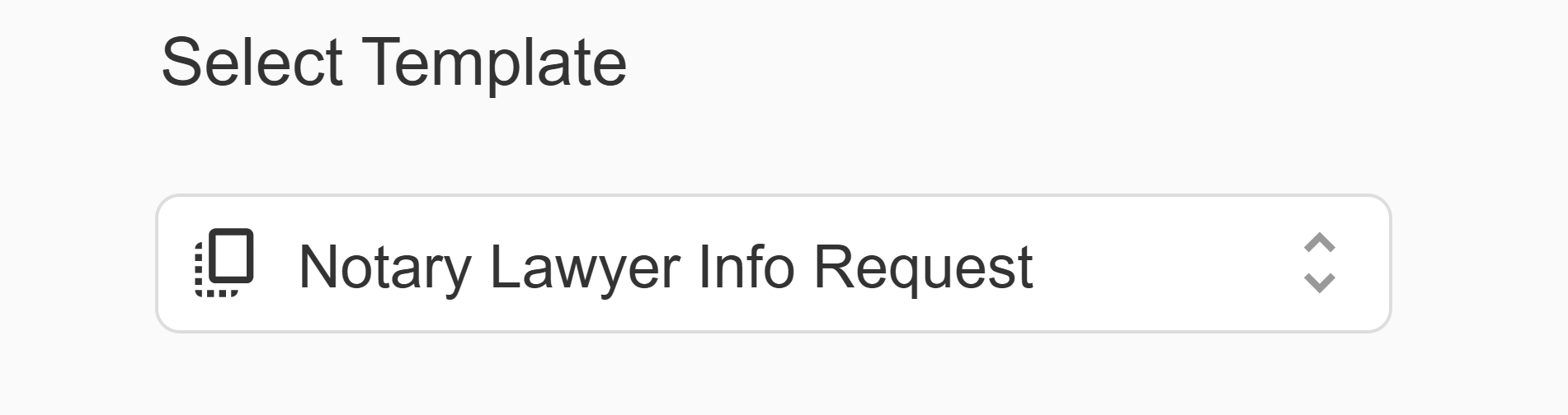Email template selection dropdown