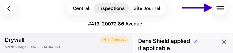 Send Work Order option in the inspection menu