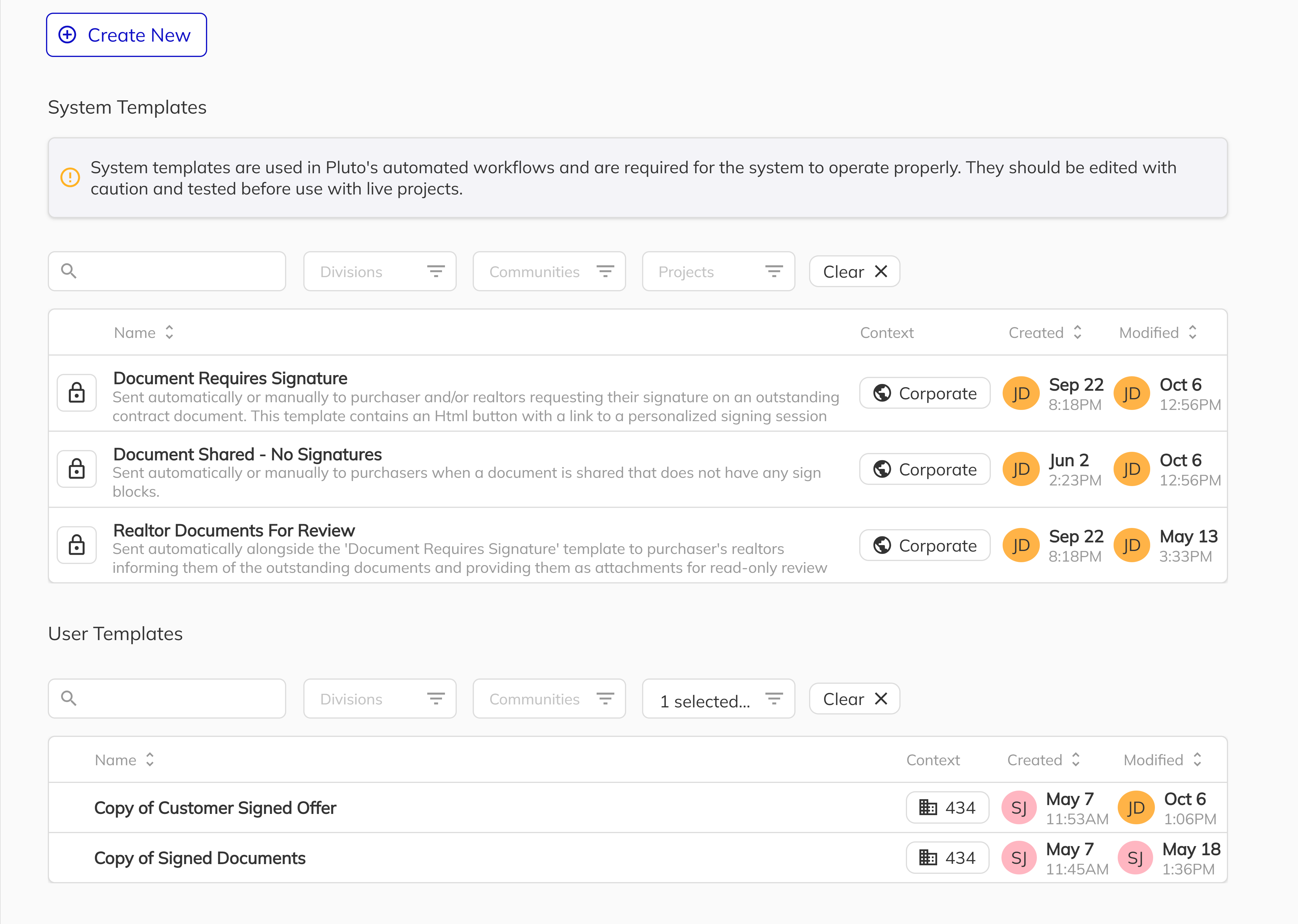 System vs User Templates