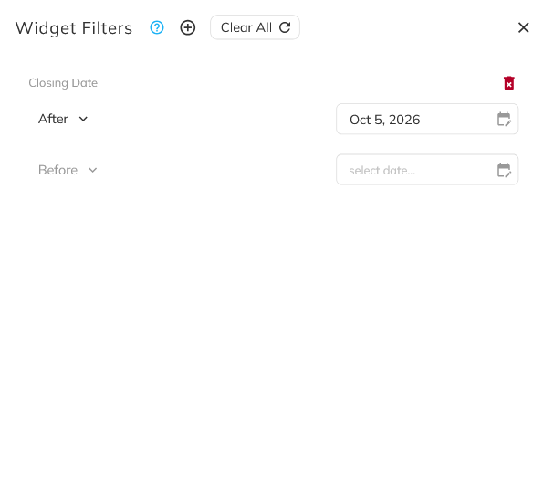 Widget Filters dialog